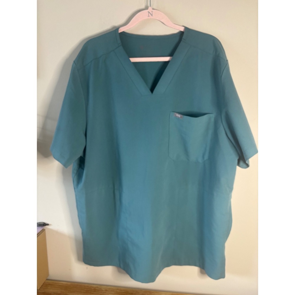 FIGS Chisec Scrub Top Mens XXL Teal Blue V-Neck Technical Collection TM3000